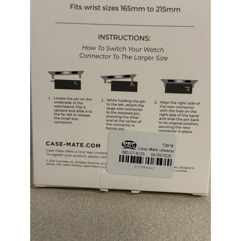 Case-Mate Silicone Watchband Apple Watch Series 1-10 SE Black Fits All Sizes
